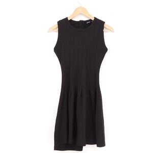 NUON Womens Black Ribbed Sleeveless Fit and Flare Mini Dress Size M